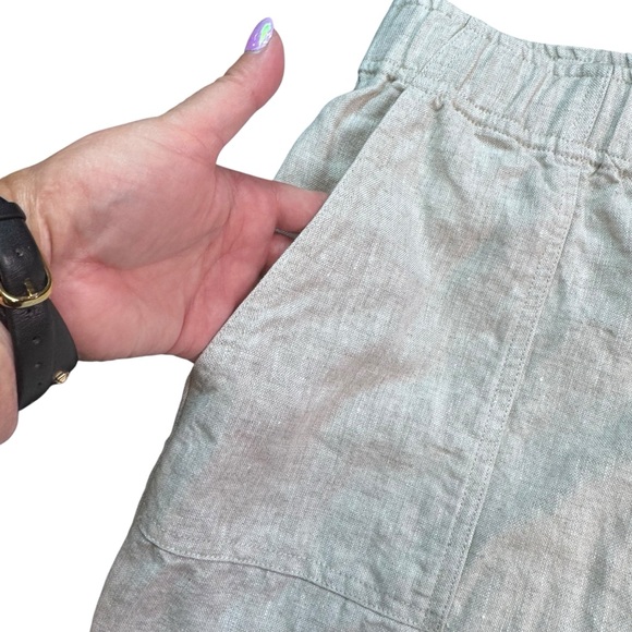 Reformation Cream Tan Linen Wide Leg Elastic Waist Draw String Pants size Large - Picture 4 of 13